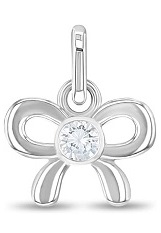 ravishing clear cubic zirconia bow sterling silver baby charm